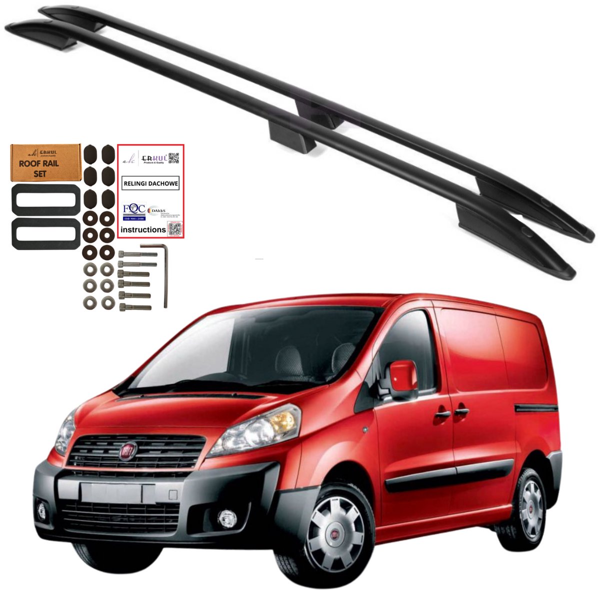 Dakrails FIAT SCUDO CITEREN JUMPY PEUGEOT EXPERT L2 2006-2017 ZWART