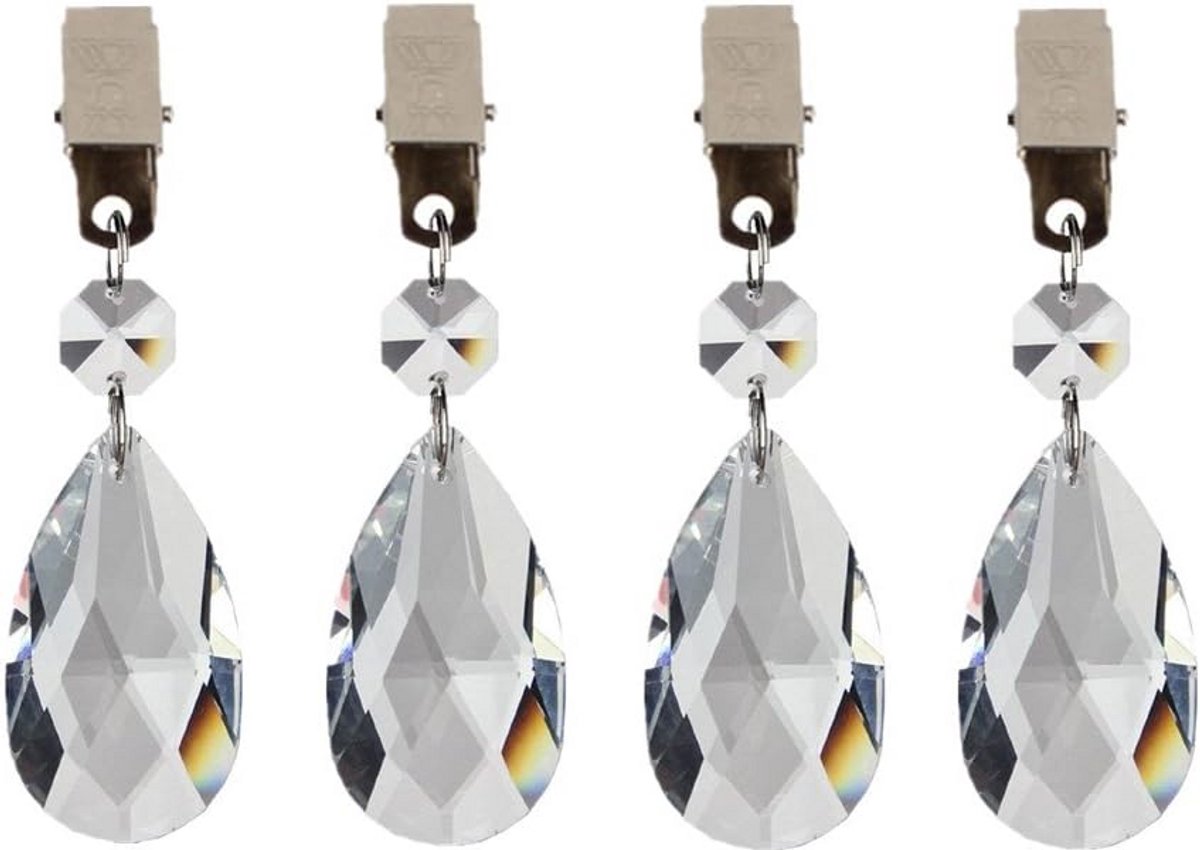 Set van 4 Kristallen Kroonluchter Vormige Tafelkleedklemmen met Gewicht