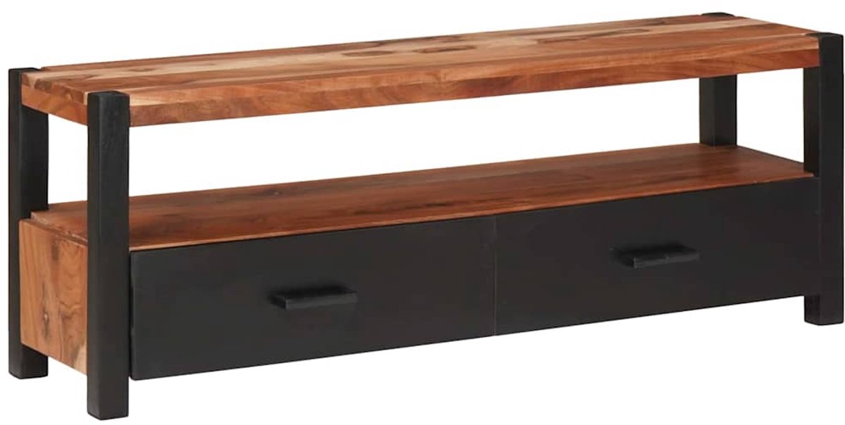 vidaXL - Media - kast - met - lade - Bruin - 110 - x - 30 - x - 40 - cm - Massief - Acacia - Hout