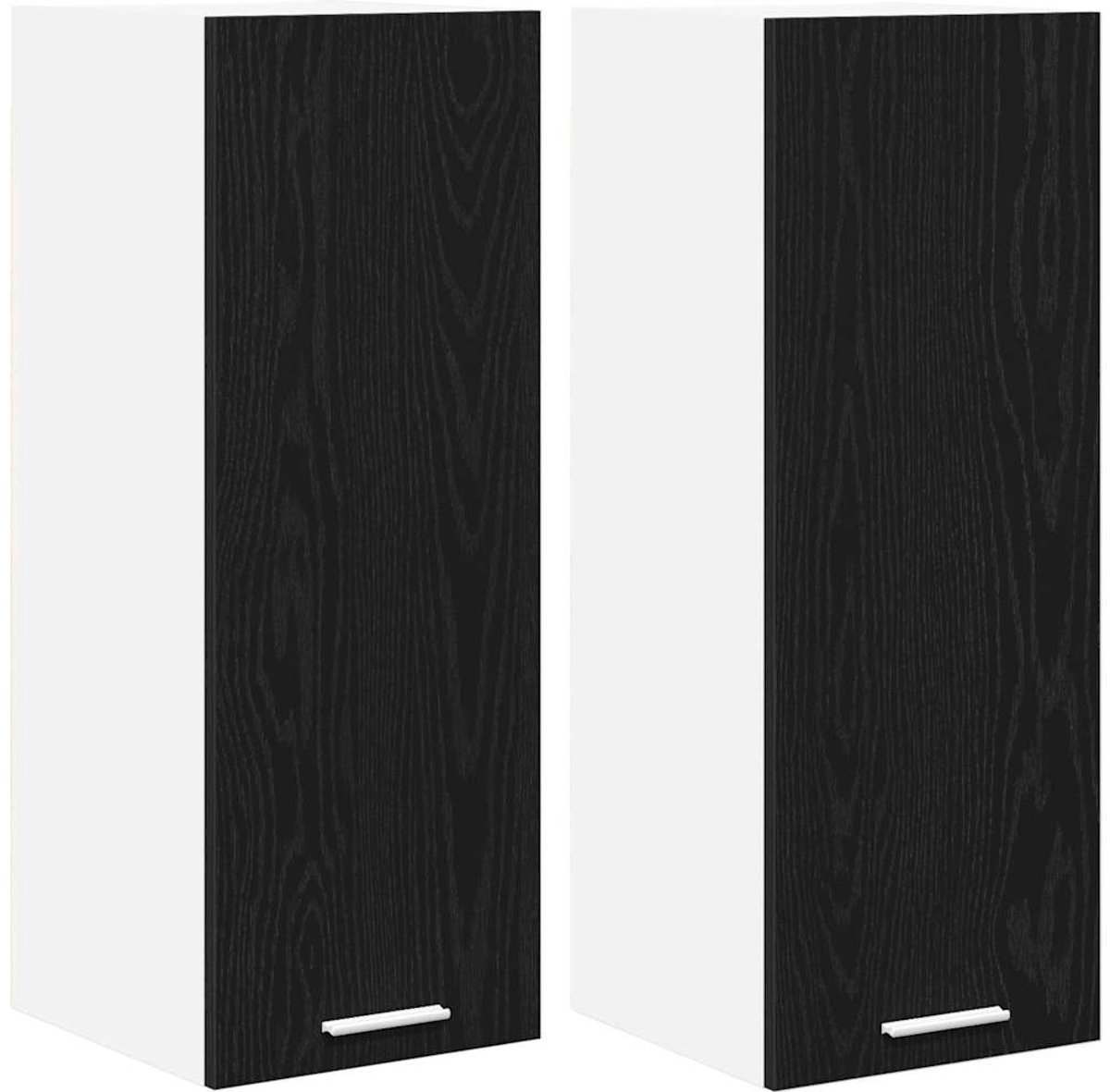 vidaXL Hangkast - 2 - st - Zwart - Eiken - en - Wit - 30 - x - 31 - x - 80 - cm - Bewerkt - hout Zwarte Eik en Wit
