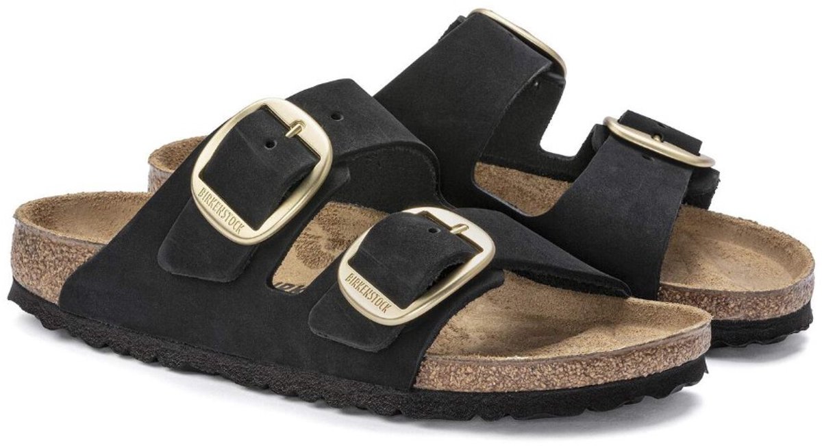 Birkenstock Arizona Big Buckle Nubuck Leather Unisex – Slippers Narrow 4061417891366 Zwart