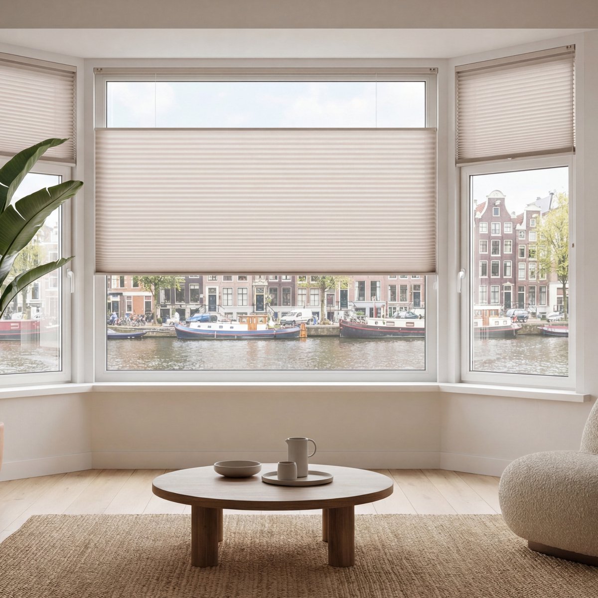 Dutchblinds - Plisségordijnen - lichtdoorlatend - Beige - 40 x 175 cm - Raamdecoratie op maat – foto 4