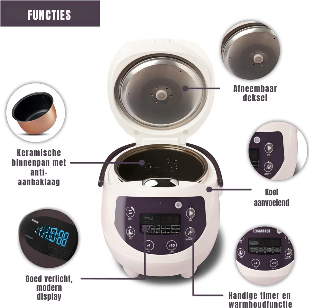 Groupe SEB SAVI Multicooker Zwart 32cm x 23cm x 22cm - afbeelding 2