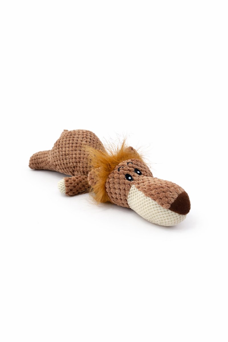 Max&Mand Hondenknuffel met Pieper – Zacht Hondenspeelgoed – Pluche – Lichtgewicht – 35 x 9 cm – Leeuw