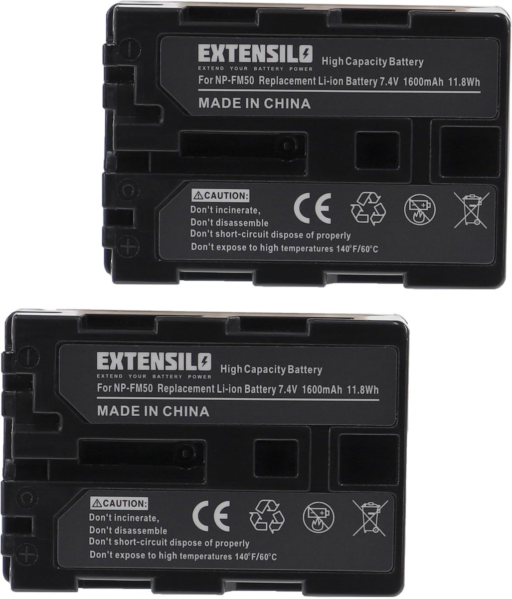 Camera Accu Set - Reserve Batterij - Fotografie - Hoge Capaciteit - 1600mAh 7.4V - Zwart
