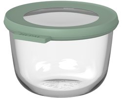 Boîte de conservation en verre rond Mepal Cirqula - 500 ml - Bacs de conservation en verre - Résistant à la chaleur jusqu'à 550 °C, sans couvercle - Bacs de préparation des repas - Nordic sage