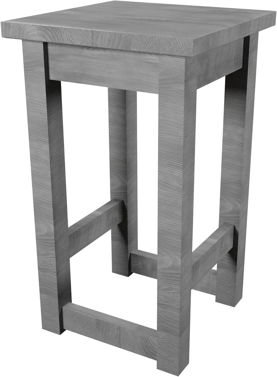 Barkruk Hout - Balie Stoel - Keuken Bar - Stevig Ontwerp - 80 cm Hoog - Grijs