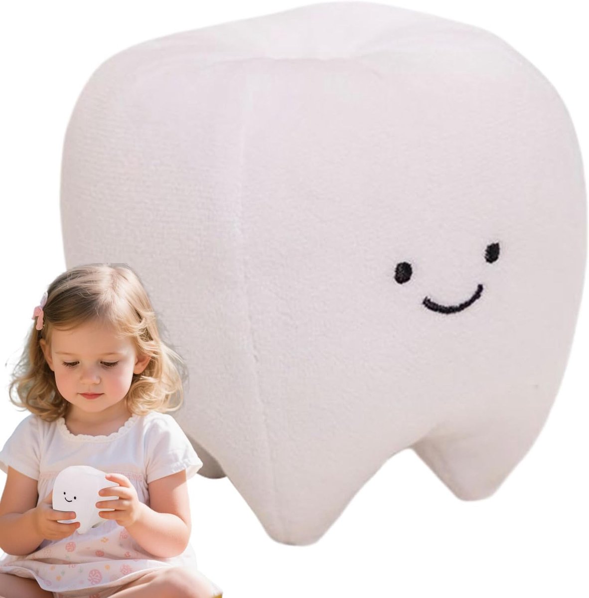 Knuffel Tand - Pluche Speelgoed - Kinderkamer Decoratie - Zacht Pluche Materiaal - 10x10cm Tand - Wit