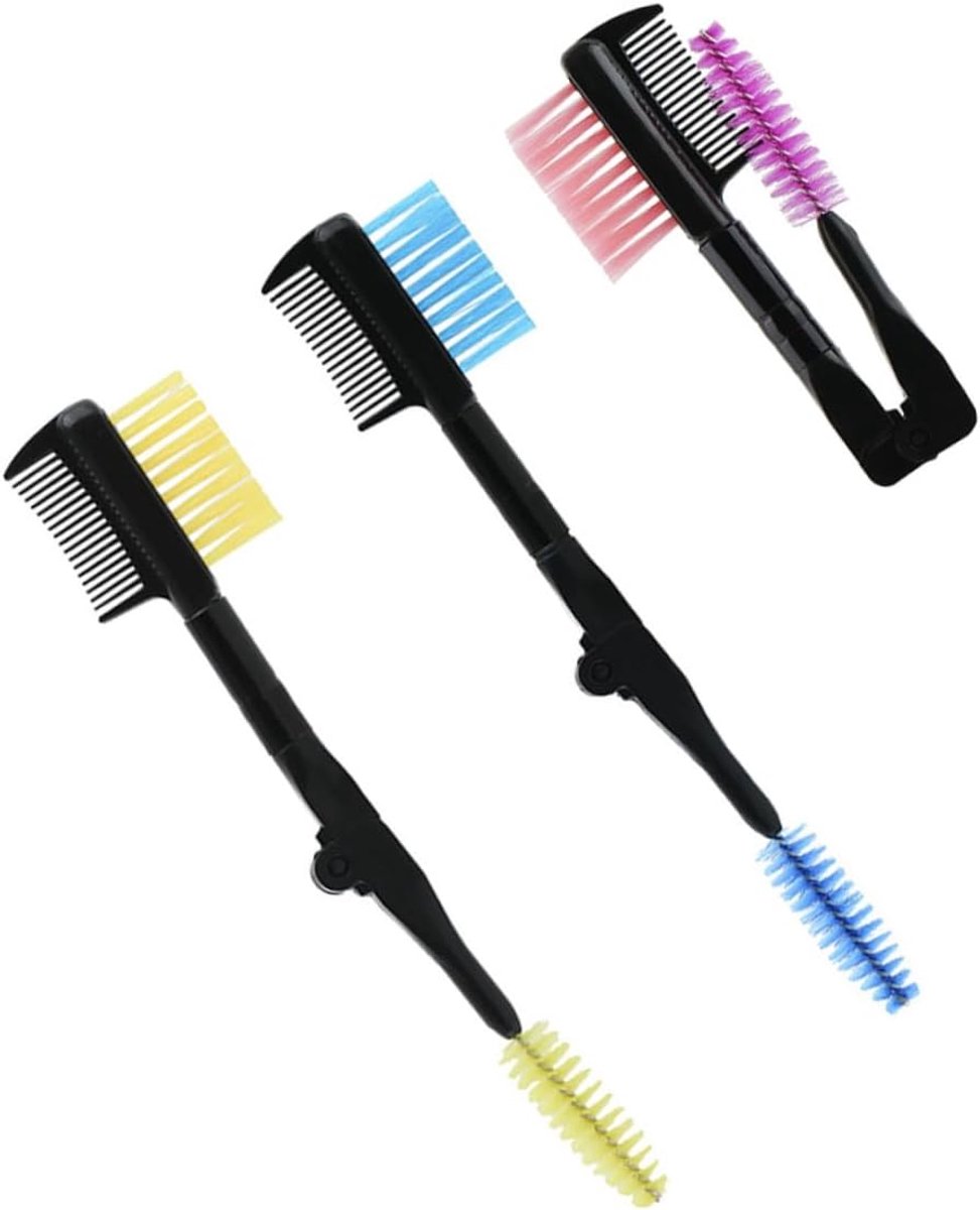 Opvouwbare Wenkbrauwborstelset - Wimperkam Kruller - Wenkbrauw Verzorging - Set Van 3 Stuks - 12 cm Lengte - Diverse Kleuren