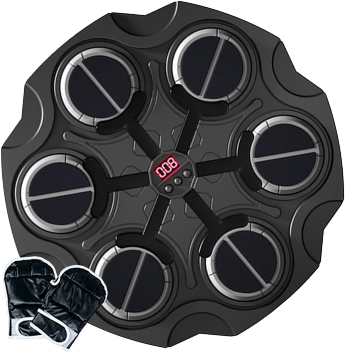 Muziek Boksmachine - Wandmontage Bokspad - Interactieve Training - Met Muziek Functie - 35 cm Breed - Zwart