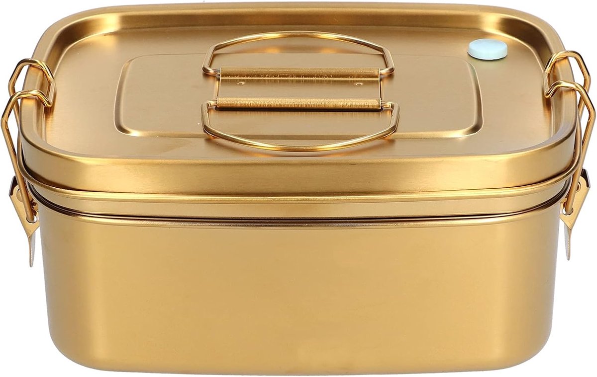 Lunchbox RVS - Voedselcontainer Bento - Voor Kantoor - Lichtgewicht Draagbaar - 1.5 Liter - Goud