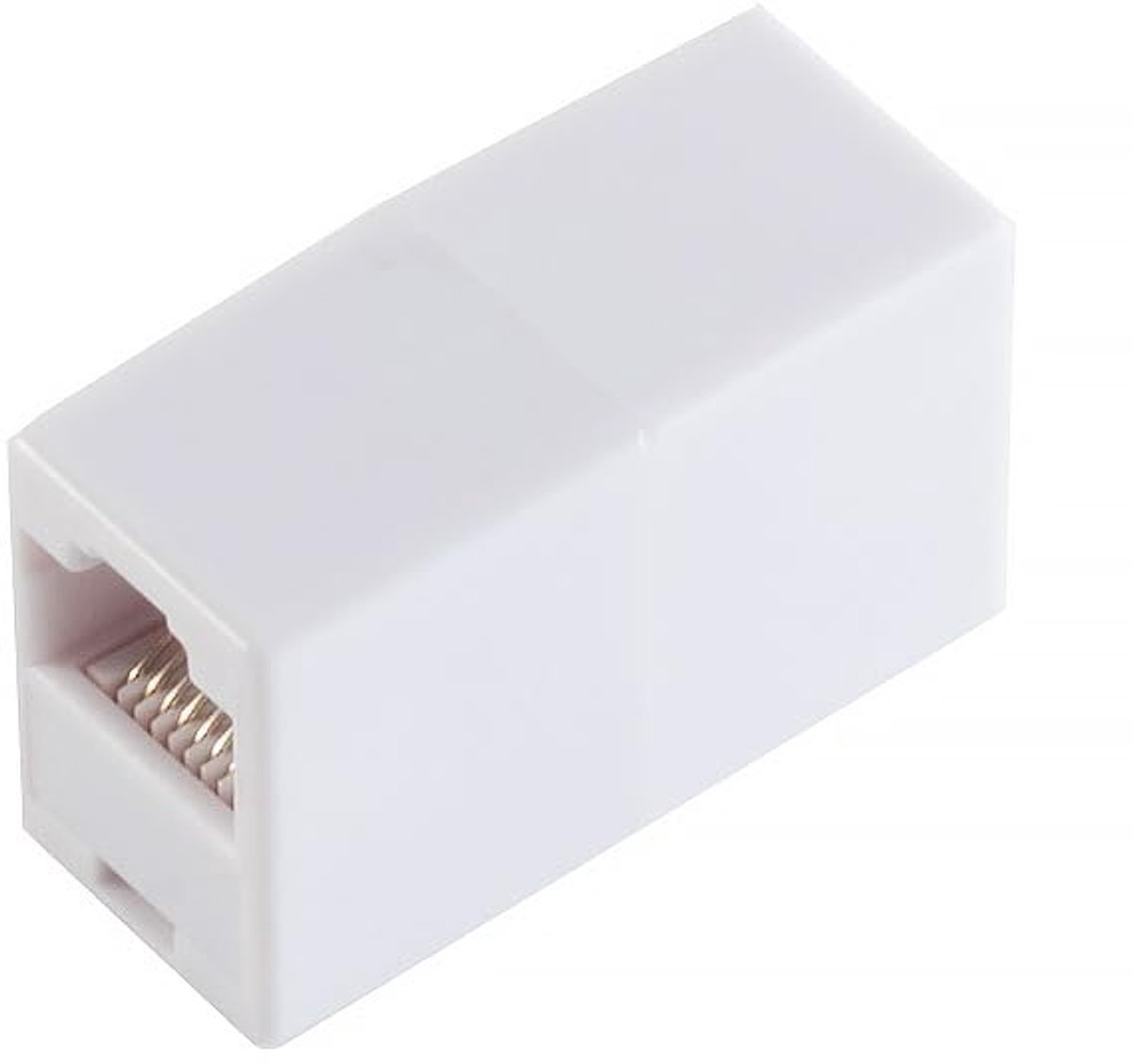 RJ45 Koppeling Adapter - Netwerk Connector - Telefoon DSL - Vergulde Contacten - 4 Centimeter - Wit