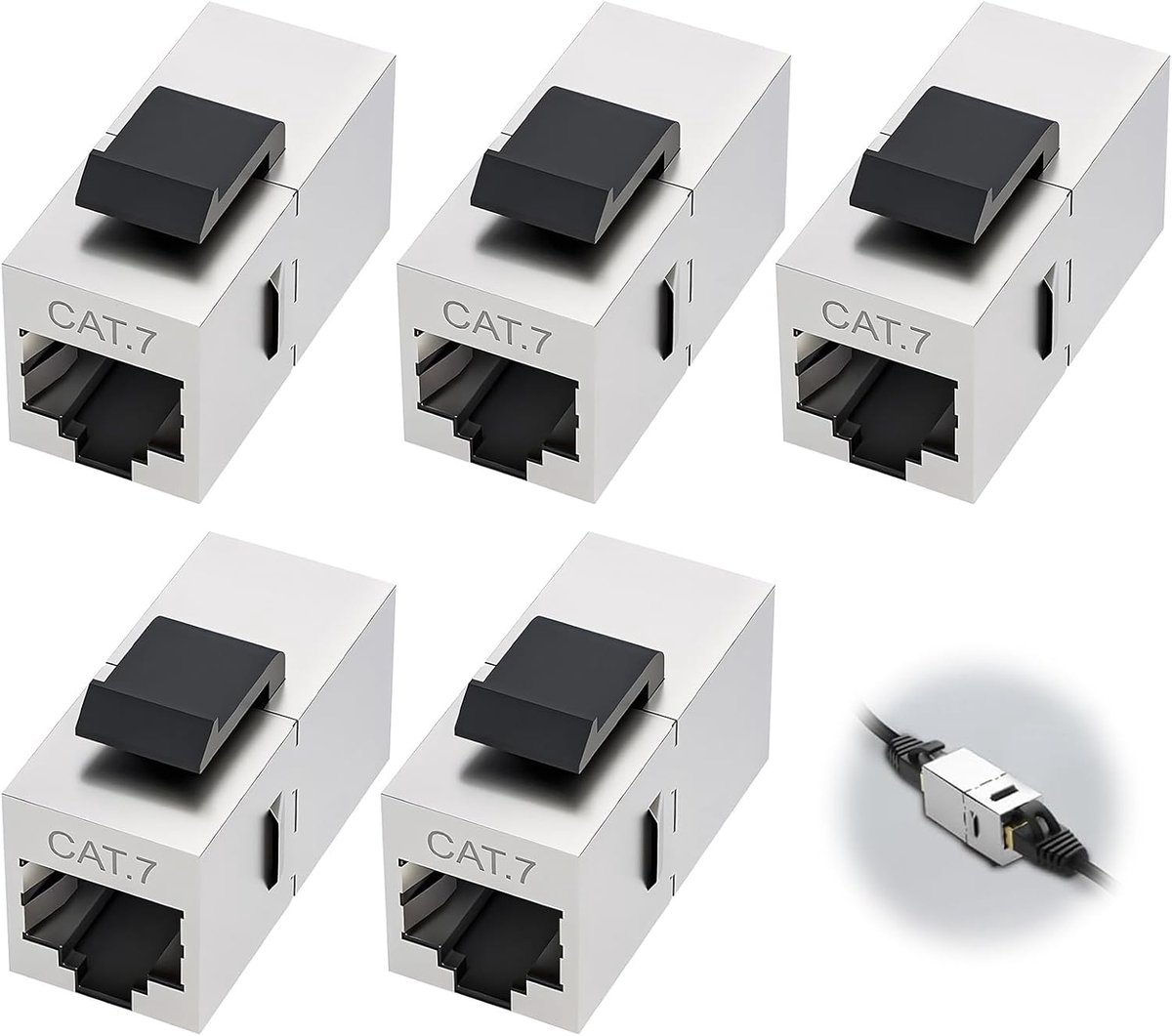 Keystone RJ45 Koppeling - Netwerk Connector - Kabel Verlengen - Reduceert Interferentie - 5 Stuks - Wit