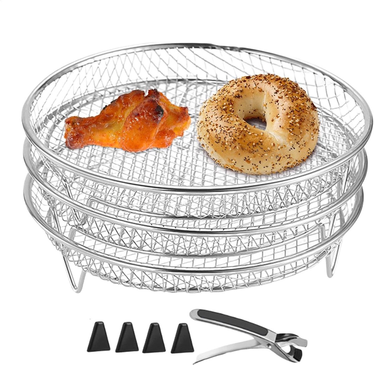 Airfryer Rooster - Draad Mand - Dubbel Koken - Stapelbaar Ontwerp - 22x22x10 cm