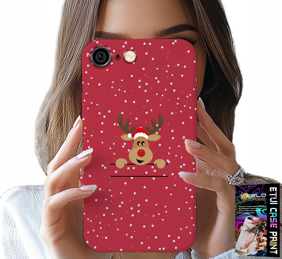 HOESJE VOOR IPHONE 6 / 6S - KERSTRENDIEREN, KERSTMAN + GLAS