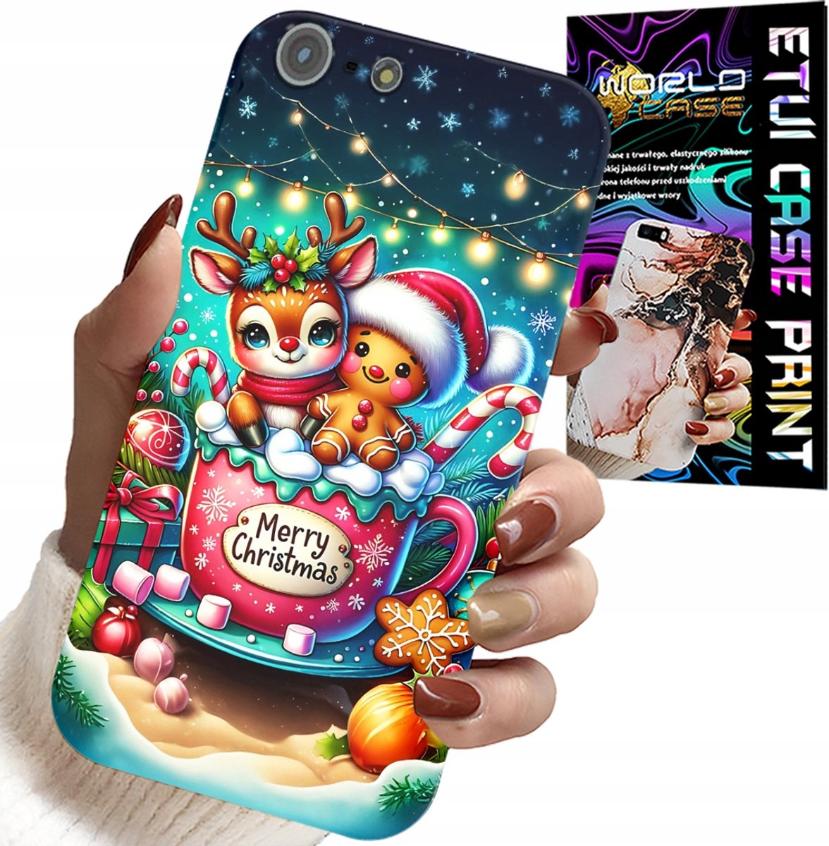 iPhone 5 / 5S / 5C hoesje - Rendier met peperkoek, vrolijk kerstfeest