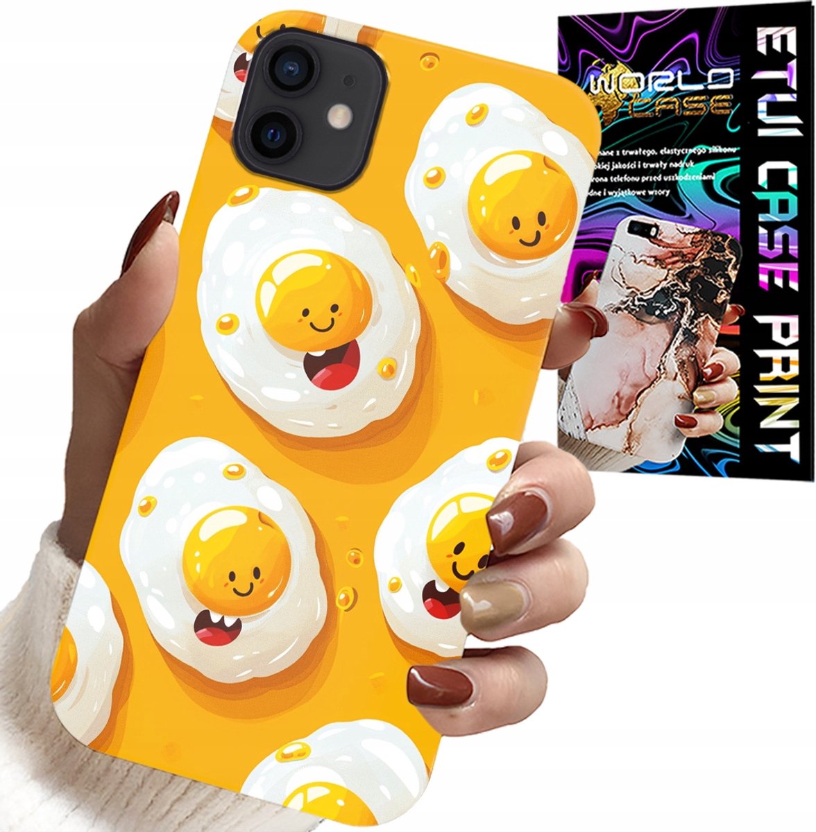 HOESJE VOOR IPHONE 13 MINI - HOESJE MET ZOETE LACHENDE EIEREN + FOLIE