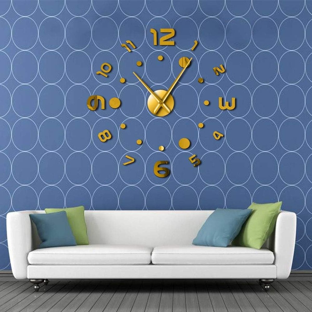 Grote Wandklok - DIY Klok - Woonkamer Decoratie - Verstelbare Diameter - 27 Inch - Goud