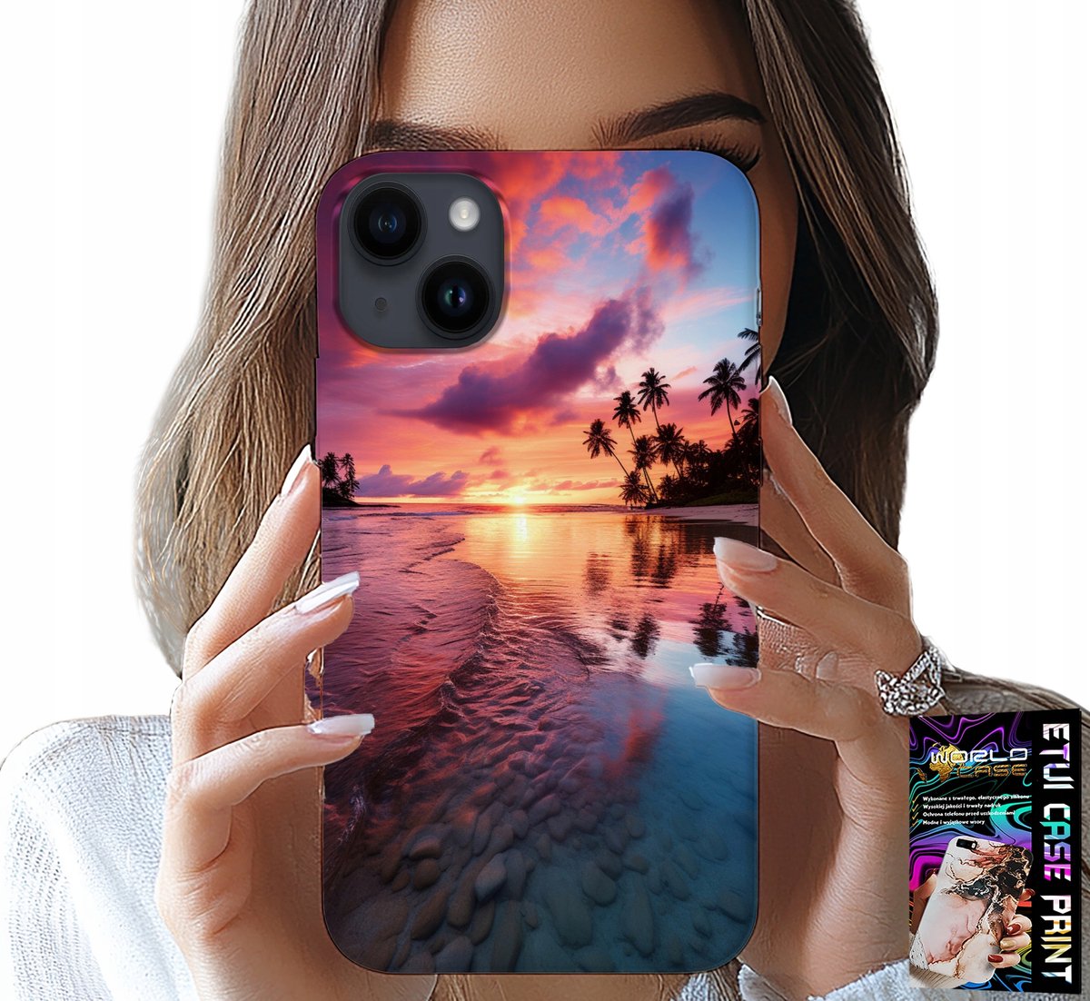 HOESJE VOOR IPHONE 14 PLUS - STRANDVAKANTIE-EILAND PRACHTIG UITZICHT + GLAS