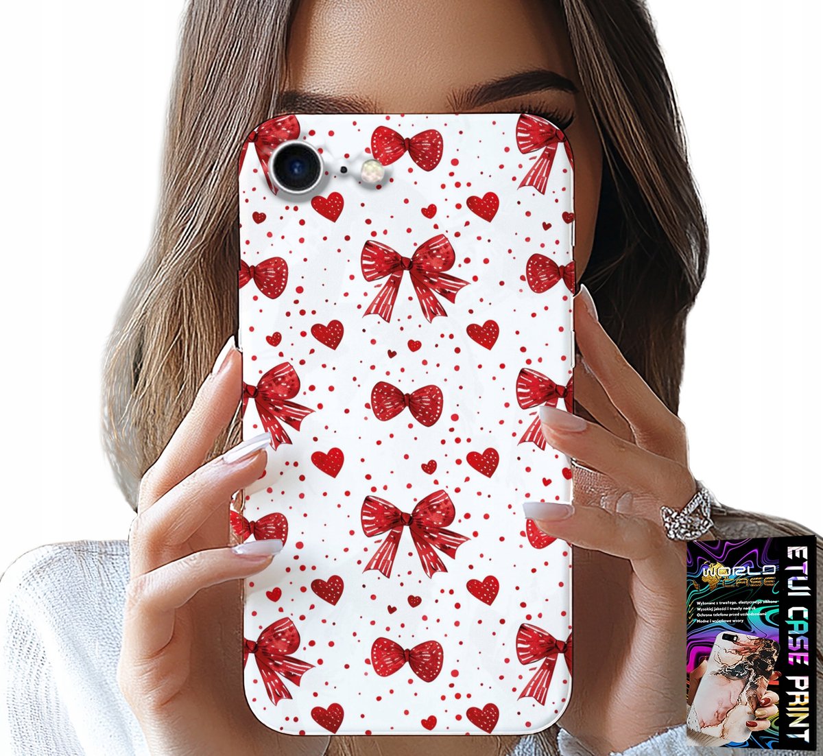 HOESJE VOOR IPHONE 7 / 8 / SE2 - RODE LINTEN MET MODIEUZE PATRONEN