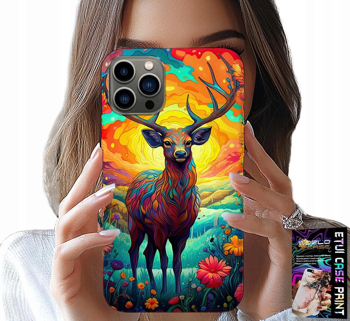 iPhone 12 Pro hoesje - Kleurrijke patronen: hert, eland, bosdieren