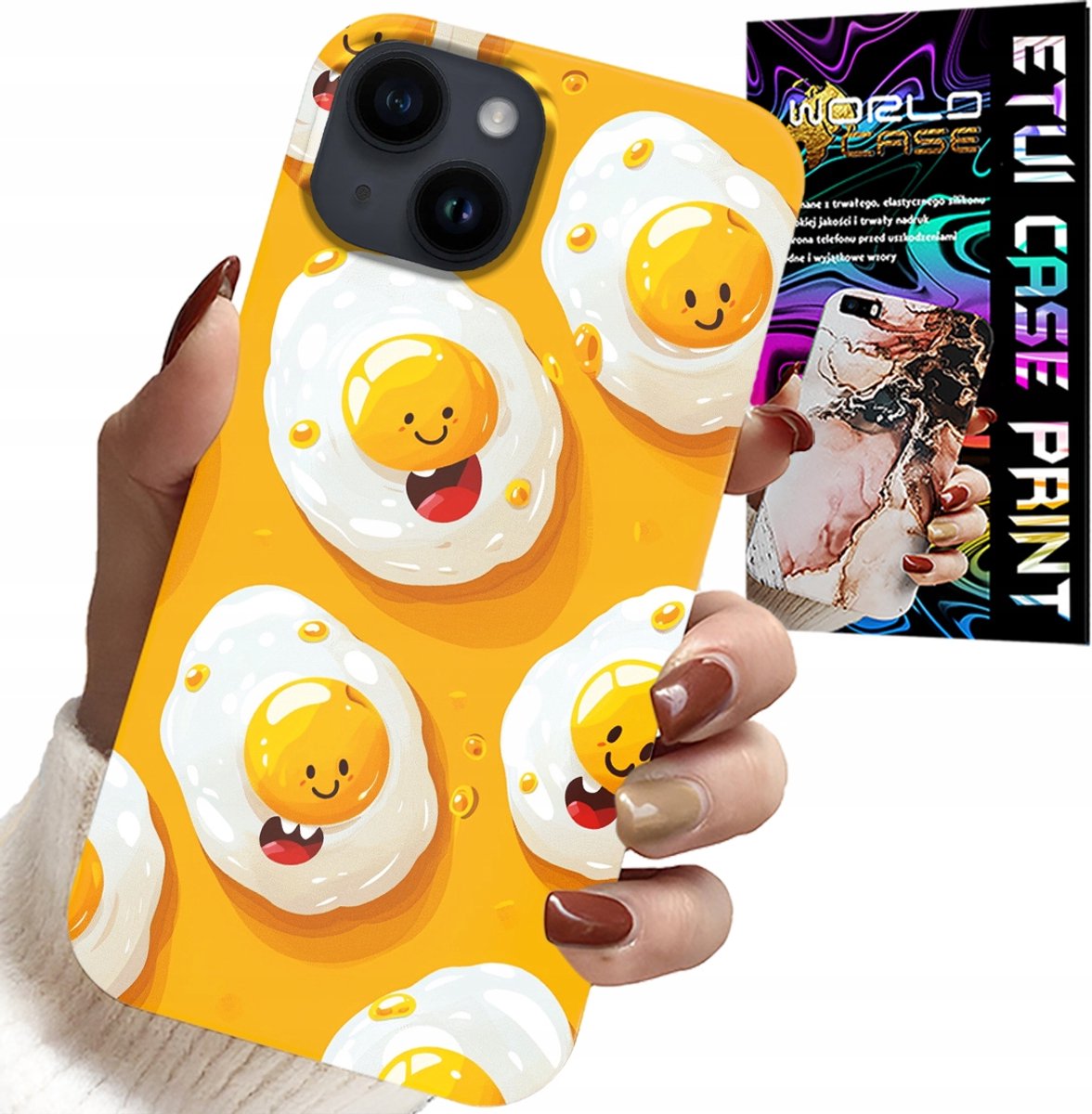 HOESJE VOOR IPHONE 13 - HOESJE MET ZOETE LACHENDE EIEREN + FOLIE