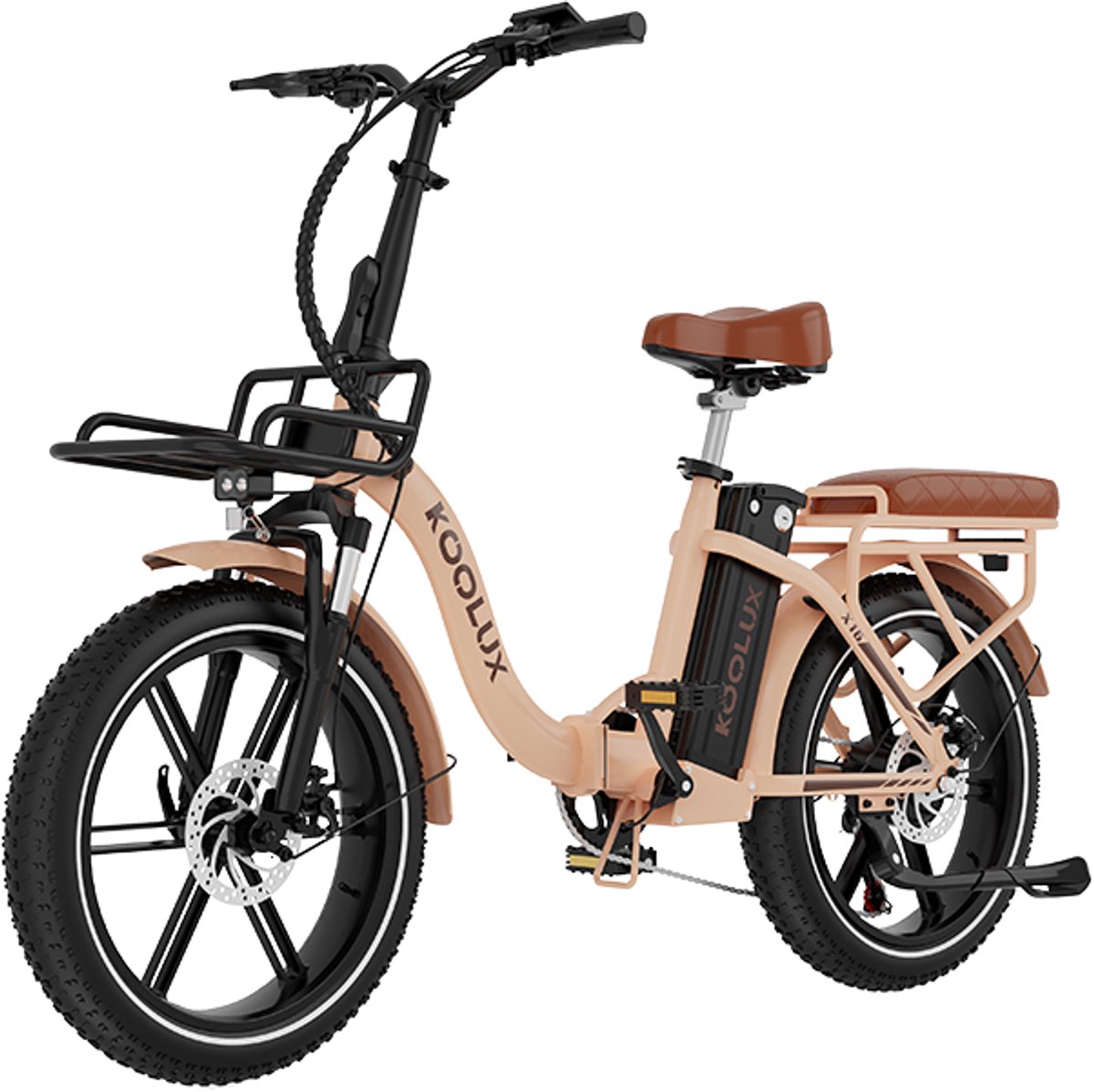 KOOLUX | X16 Elektrische Vouwfiets | E-Bike | 20 x 3.0 Inch Dikke Banden | 48V 15.6Ah 750WhLithium Accu | 250 W Motor | Maximaal 25/u | Maximaal bereik 75km | 7-speed versnelling | LCD Scherm | Aluminium Frame | Beige – foto 8