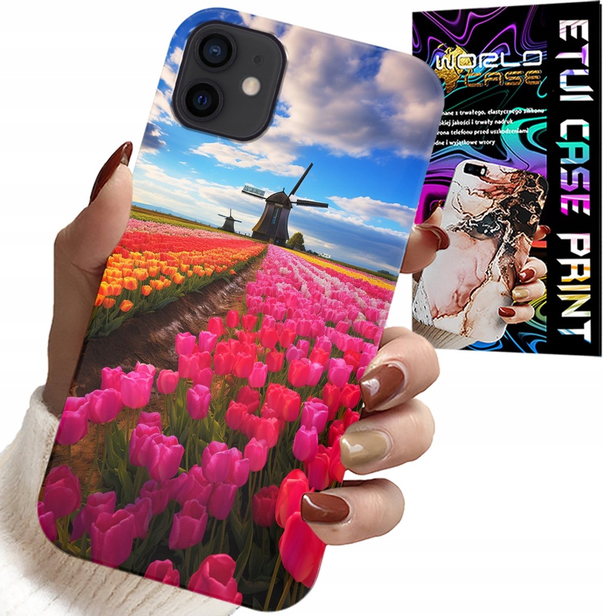 HOESJE VOOR IPHONE 12 MINI - VELD VAN KLEURRIJKE TULPEN, TULP, HOESJE