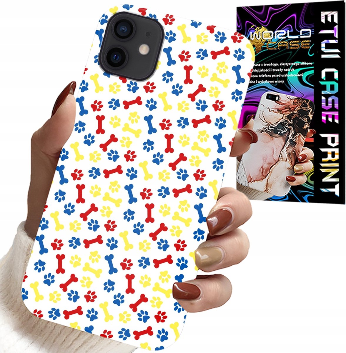 HOESJE VOOR IPHONE 12 - PAWS BONES DOG PATROL CARTOONS + GLAS