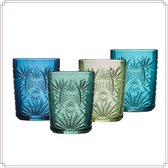 Verres à boire OTIX - Ensemble de 4 - Bleu - Vert - Verres à eau - 350 ml - Verres à limonade - CORALIA