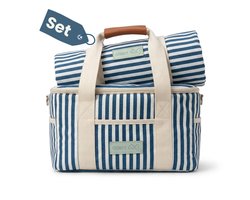 Attent Picknick Set - Picknickmand - Premium Picknickdeken 150×200 cm - Geïsoleerde Koeltas – Waterafstotend – Duurzame Katoenmix – Strand - Park - Camping