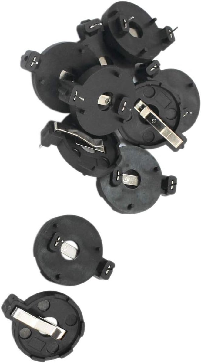 Batterij Houders - Knoopcel Houder - PCB Montage - Twee Aansluitingen - 10 Stuks - Zwart