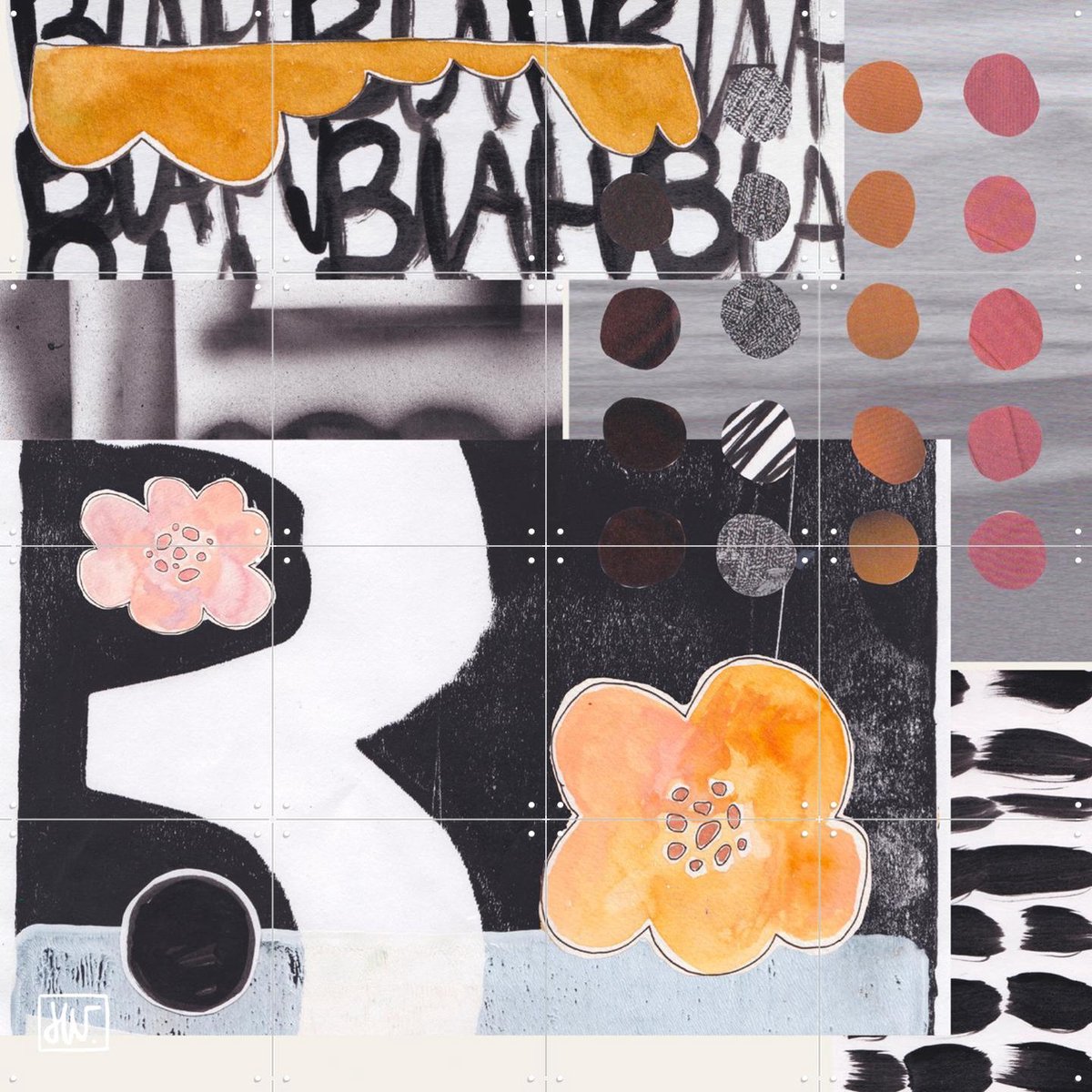 IXXI Blah Blah Blah , I'm Fine, Henriette Visscher - 80 x 80 cm - Gratis ophangtool - Grote wanddecoratie en posters - Modern, Collage, Kleurrijk