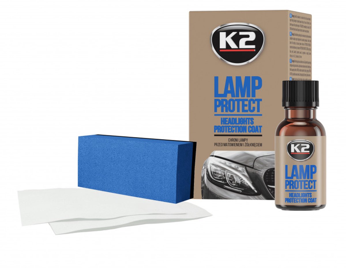 k2 lamp protect 10 ml - koplamp beschermlaag - anti vergeling en dofheid - koplamp poetsmiddel