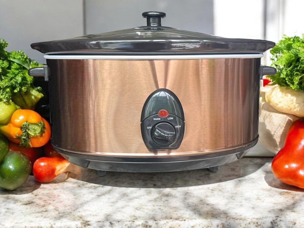SAVI® Slowcooker met Timer - Crockpot - Stoompan - Uitneembare Binnenpan - Koper- 34cm x 44cm x 25cm – foto 2