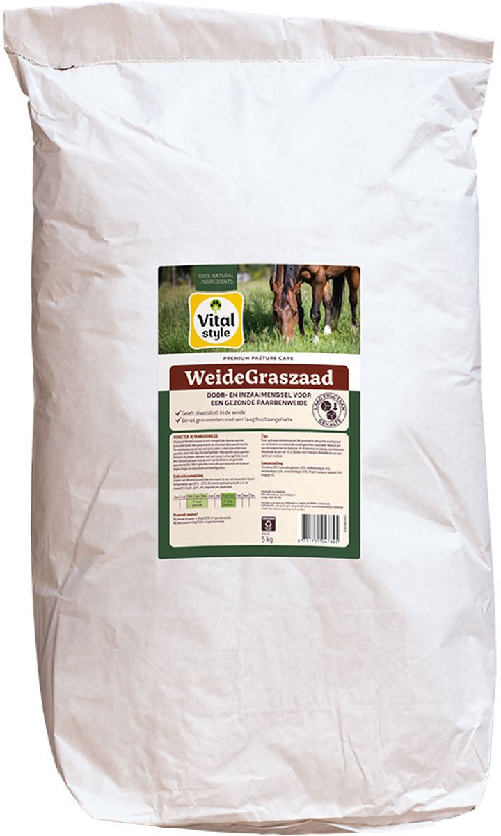 VITALstyle WeideGraszaad - Graszaad Voor Een Gezonde Paardenweide - Met o.a. Rietzwenkgras & Roodzwenkgras - 5 kg
