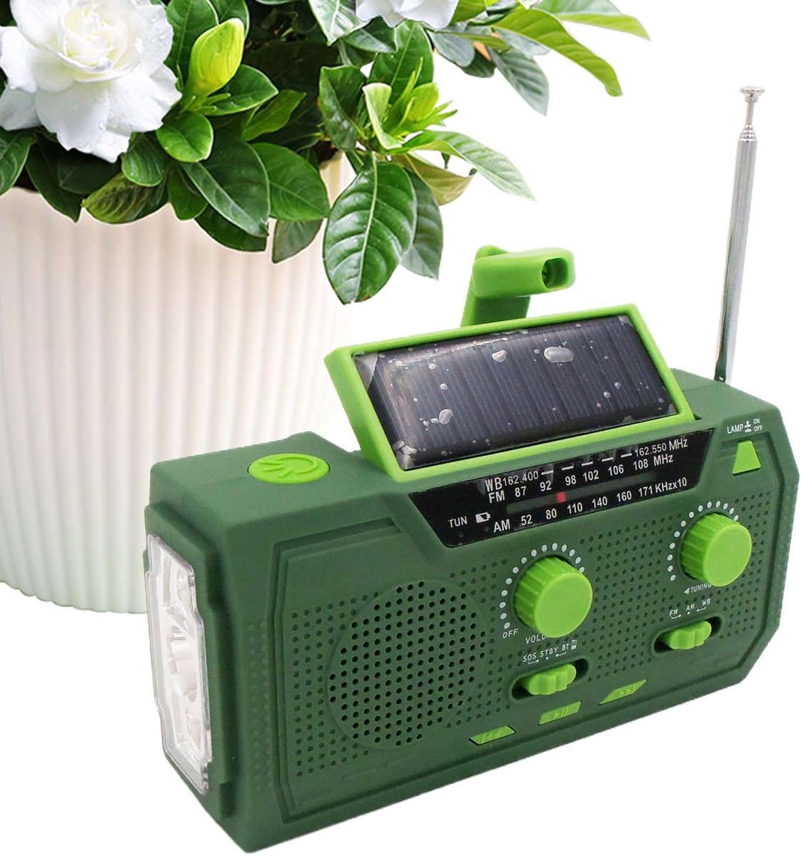 Noodradio - Zwengelradio Zonne-energie - Kamperen Stroomuitval Overleving - Ingebouwde Zaklamp - 14.5x7.3x5.5 cm
