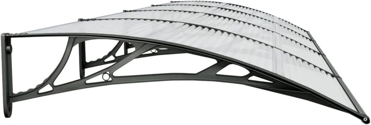 Polycarbonaat Overkapping - Deur Luifel - Voordeur Beschermen - Weerbestendig Frame - 400 x 100 cm - Zwart