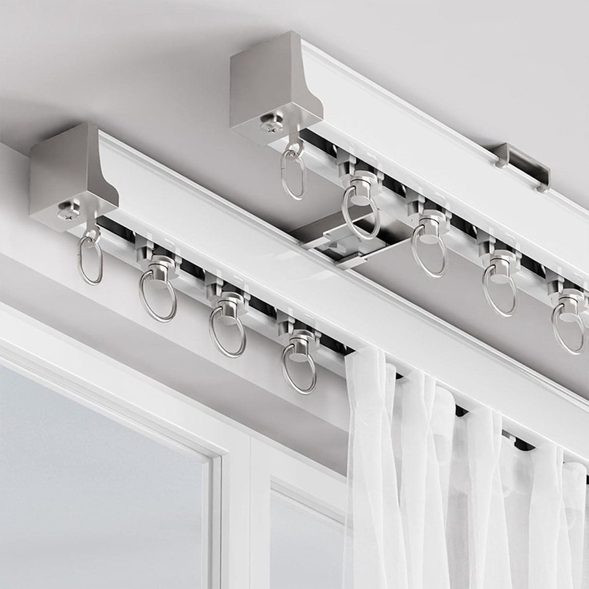 Uitschuifbare Gordijnrail - Aluminium Roede - Kamer Indelen - Stille Rollen - 280 cm