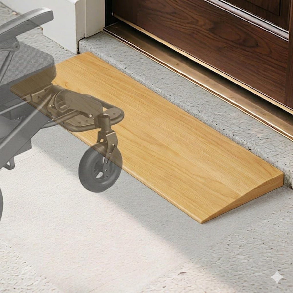 Drempelhulp Hout - Houten Oprit - Barrièrevrij Maken - Massief Hout - 70 x 13 x 2.5cm - Natuurlijk