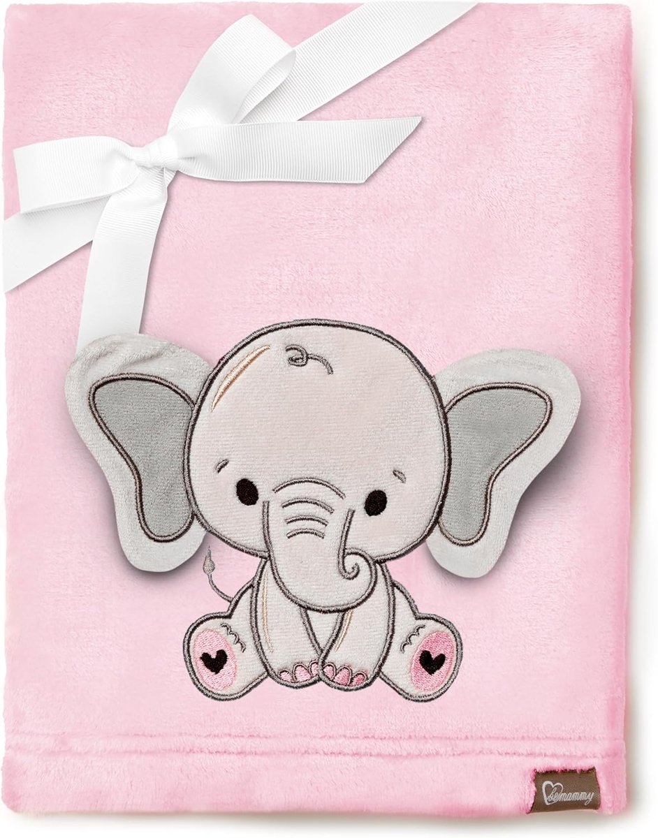 Kinderdeken Knuffel - Baby Deken - Warmte en Comfort - Zachte 3D Applicatie - 30x20x5 cm - Poederroze Olifant