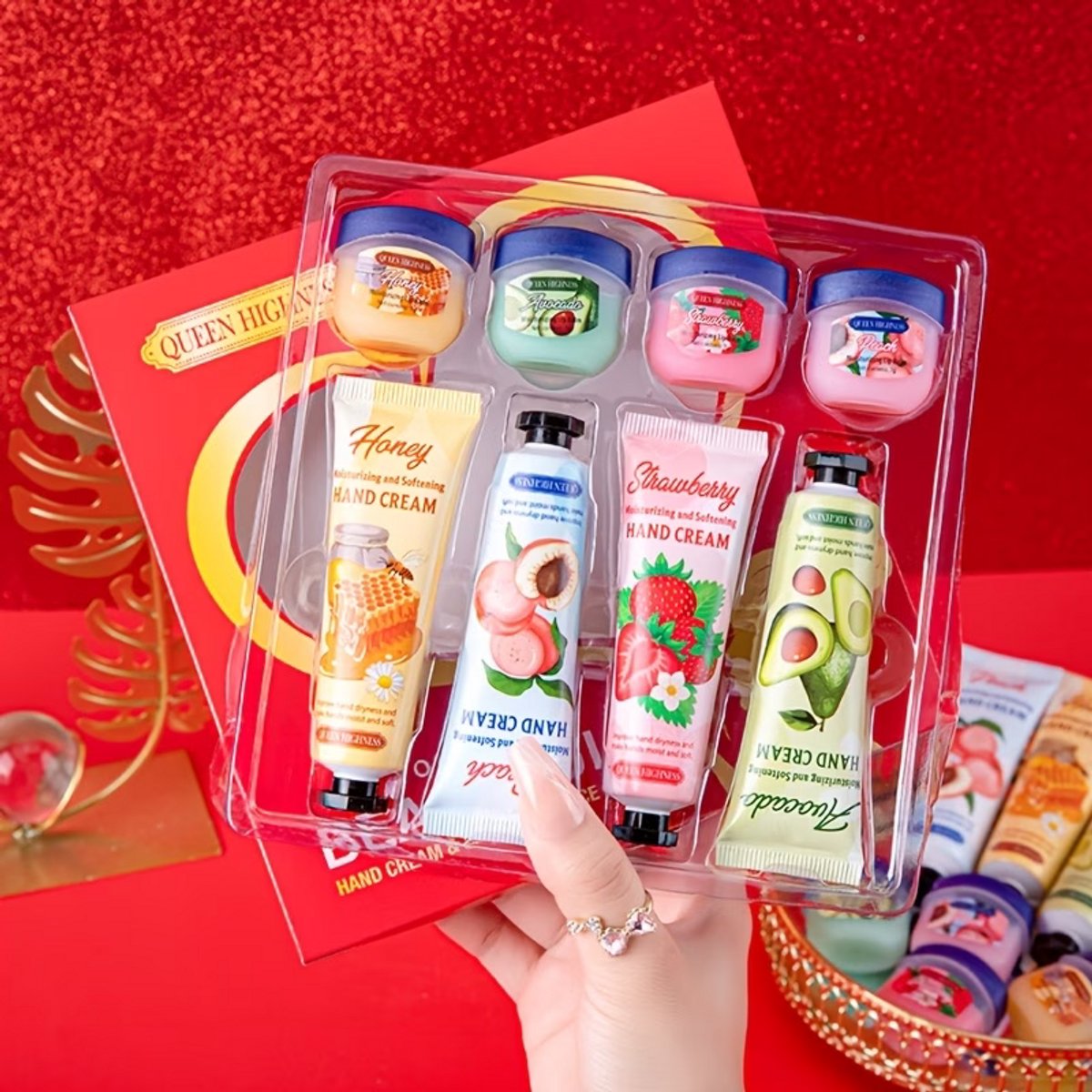 8-Delige Lip Mask & Handcrème Set – Hydraterende Verzorging tegen Droge Lippen en Handen