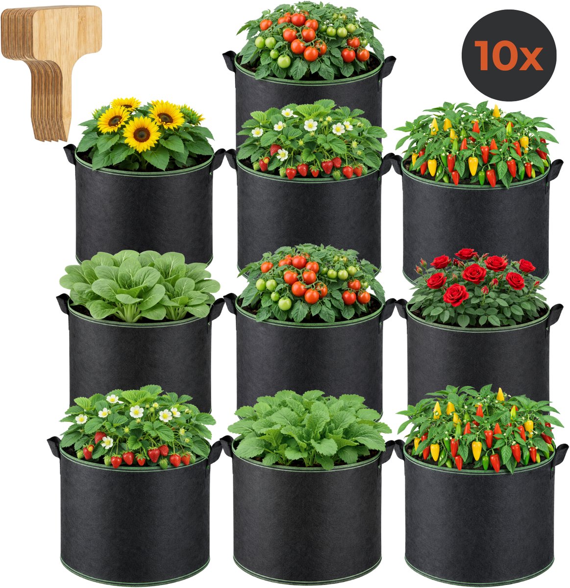 Lomera Plantenzak - Plantenzakken - Kweekzak - Kweekzakken - Aardappelzak - Aardappel Kweekzak - Tomaten Kweekzak - Aardbeien Kweekzak - Kweekzak voor Planten - Plantzak