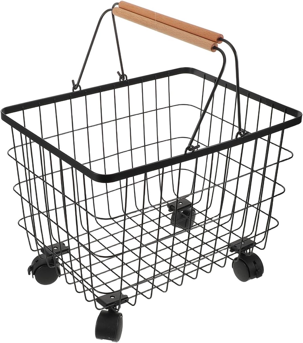 Houtblokhouder - Houtrek Binnen - Haardhout Opslag - Met Verrijdbare Wielen - 38x31x28.5 cm - Zwart