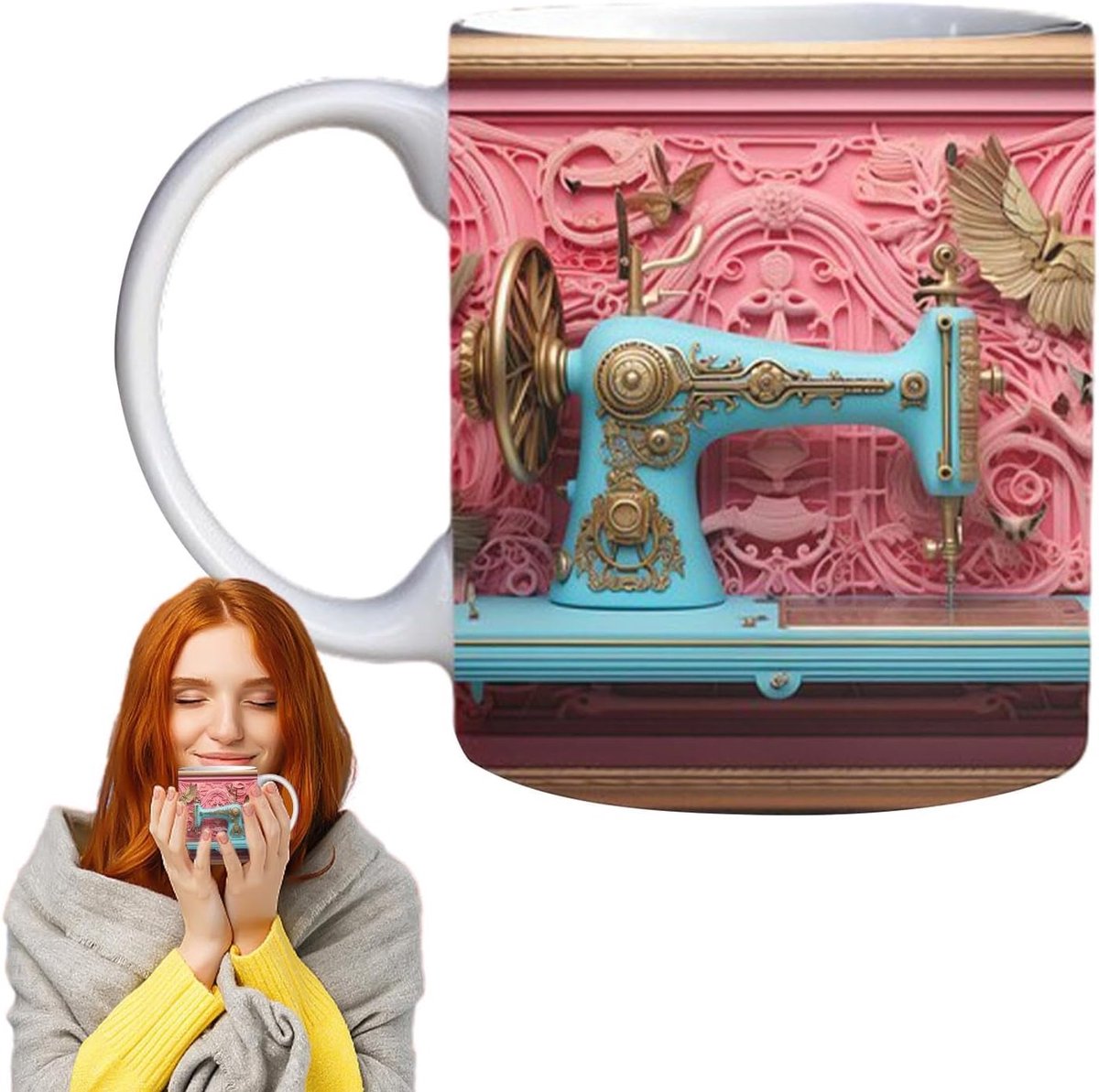 Naaimok - Koffiemok - Thema Cadeau - 3D Naaimachine Design - 350 ml Capaciteit