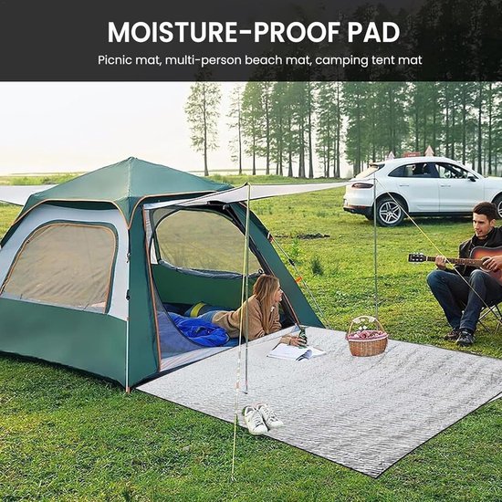 Aluminiumfolie Camping Mat 200x200CM - Waterdichte en Isolerende Slaapmat voor Buiten van Merkloos — afbeelding 4