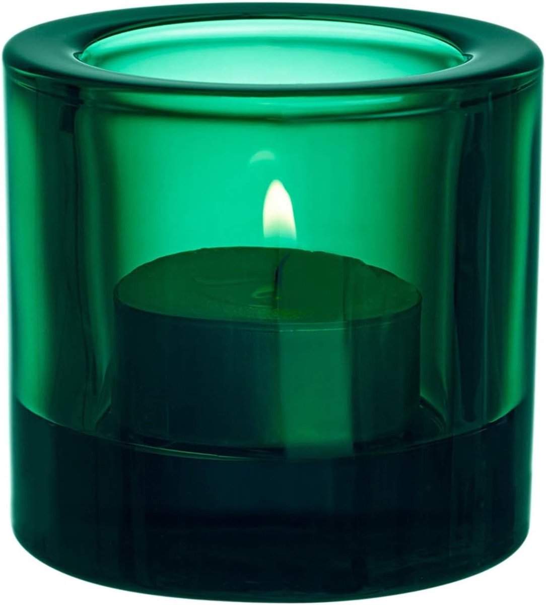 Theelichthouder Glas - Kandelaar Votive - Sfeerverlichting Huis - Handgeperst Dik Glas - 6 cm Diameter - Smaragd Groen