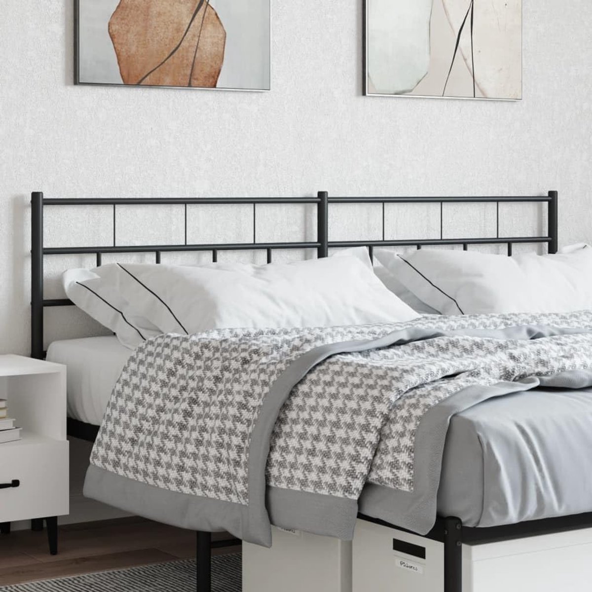 Metalen hoofdeinde - Bedhek - Slaapkamer Decoratie - Robuuste Constructie - 200 cm - Zwart