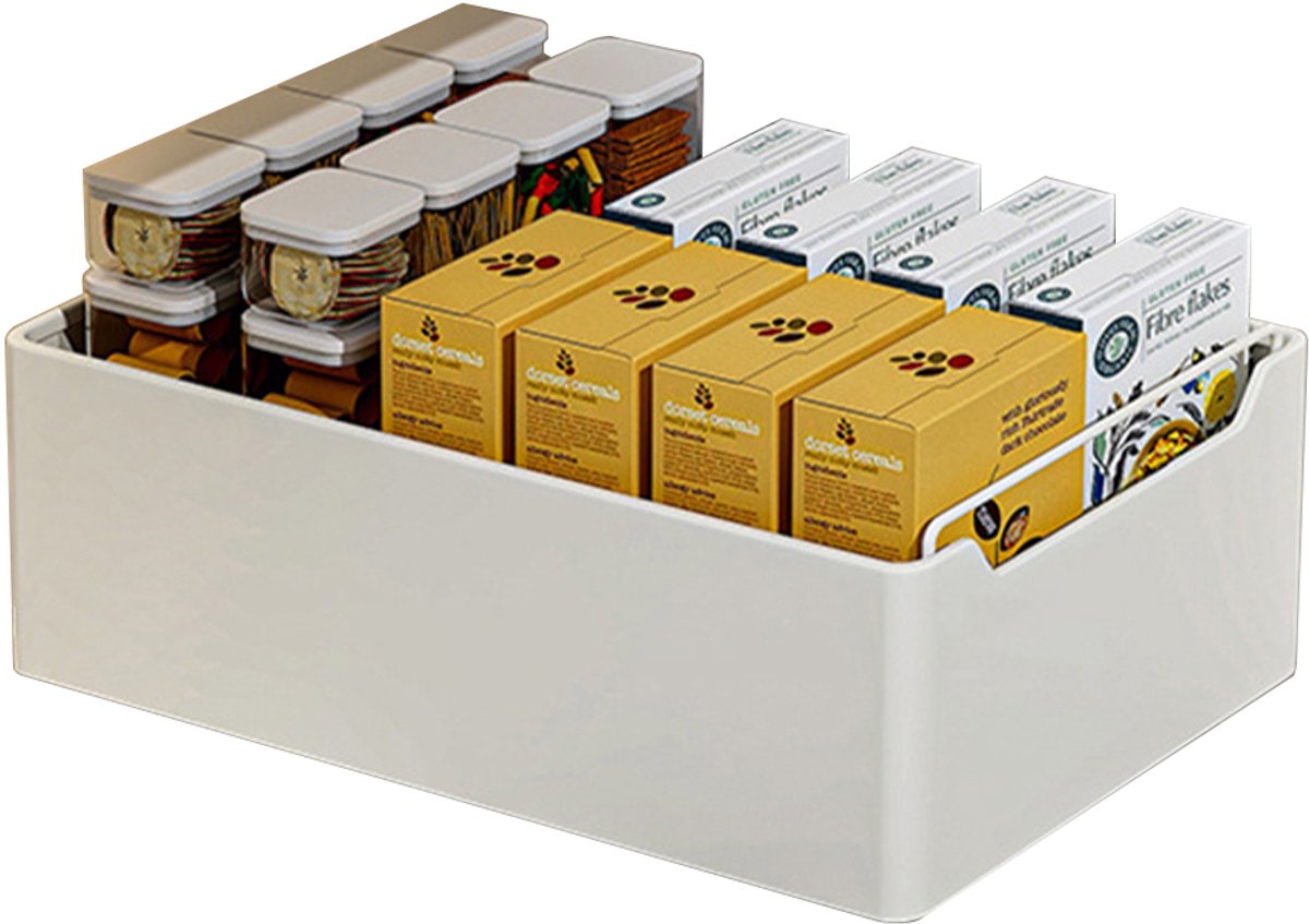 Uitschuifbare Kast Organizer Lade - Zonder Boren - Keukenkast Inrichting & Opbergsysteem - Voor Keuken, Badkamer en Voorraadkast - Wit - 43x20x14 cm