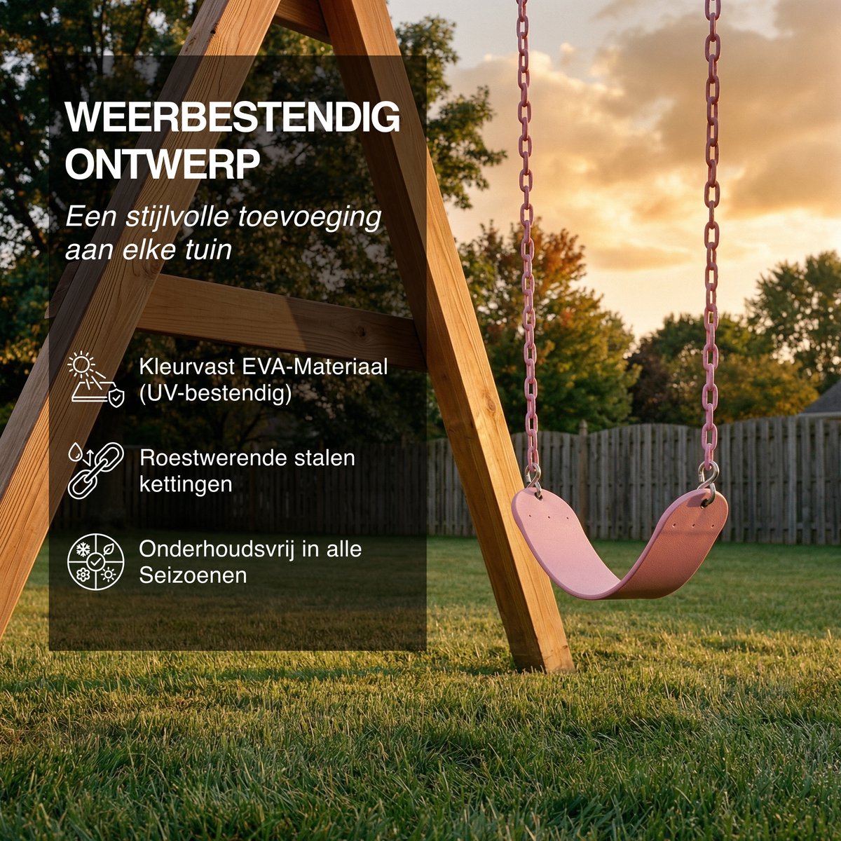 JAXY Schommelzitje - Kinderschommel Buiten - Tot 136 KG - Buitenspeelgoed Jongens, Meisjes & Peuter - Roze — afbeelding 4